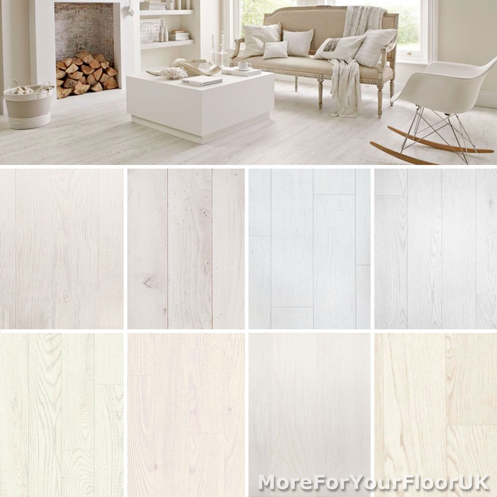 White Wood Plank Vinyl Flooring Realistic Style Flooring Lino Kitchen Bathroom Ebay
